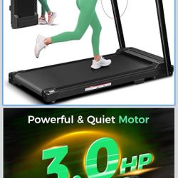 Foldable Treadmills for Home, 3.0HP Walking pad Treadmill with Handle Bar, Portable Electric Treadmill with Handles, 12 Preset Programs, LED Display a