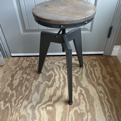 Industrial Adjustable Wood Top stool 
