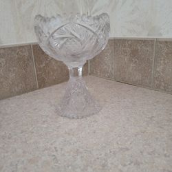 EAPG Vintage Imperial Nucut Heavy Pressed Glass Footed  Bowl 