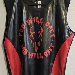 Men's Latex Muscle Tee Top Shirt, Goth, Halloween, Fetish.