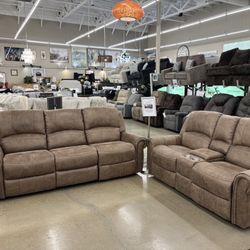 Beautiful Manual Reclining Sofa And Loveseat 