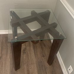 Glass Top Wooden Side Table