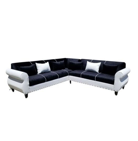 BRAND NEW 9x9ft SECTIONAL SOFA BLACK FABRIC COMBO SECTIONAL COUCHES, CUSTOM MADE AVAILABLE