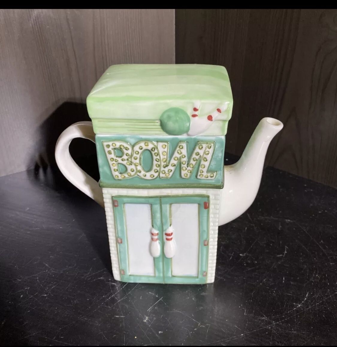 Vintage Bowling Alley Teapot