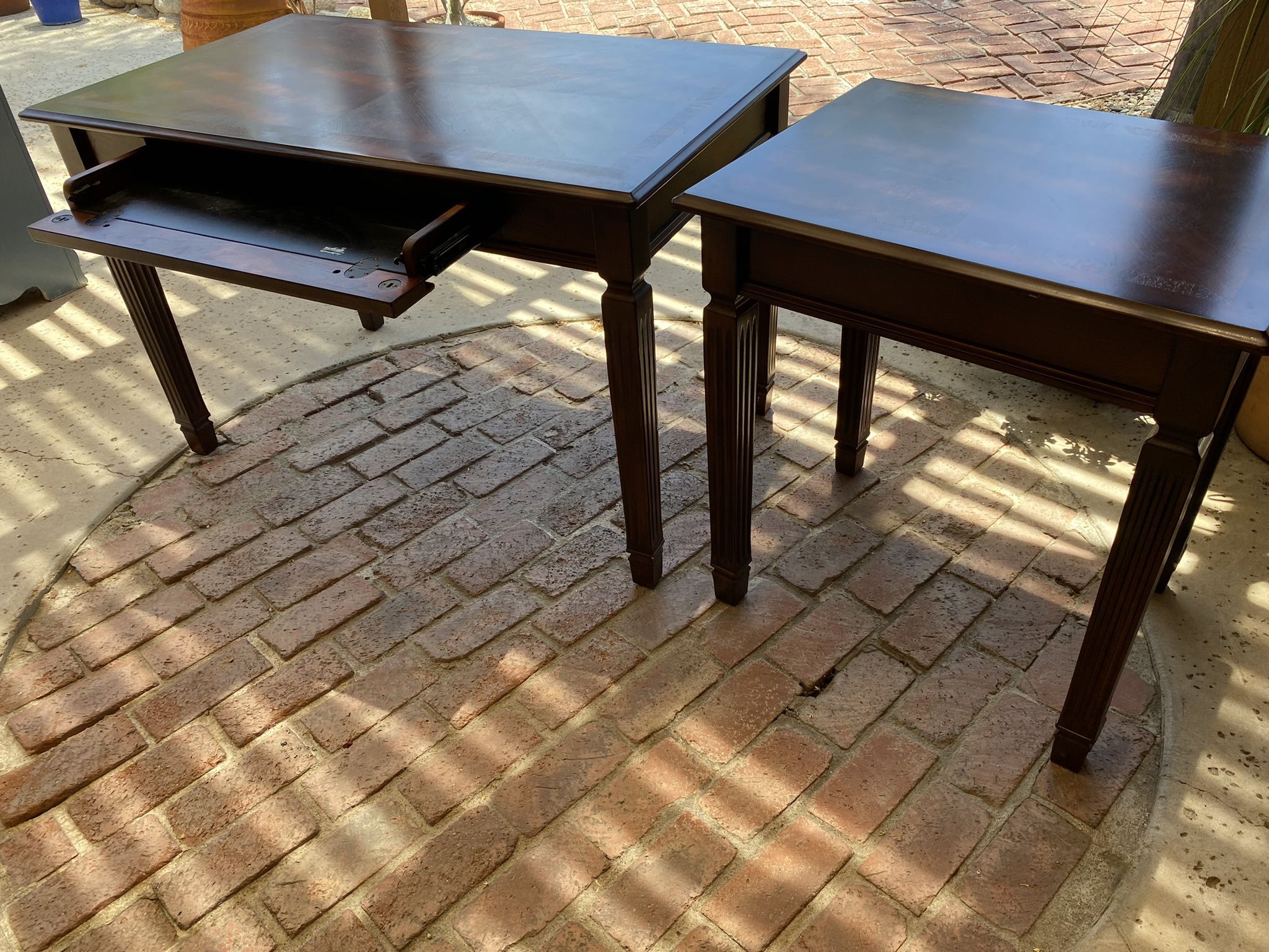 Ashley Furniture Brown Desk + Side Table
