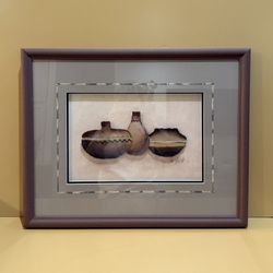 Vintage Sculptured Paper Painting Framed Art by Artist Deb Placek 