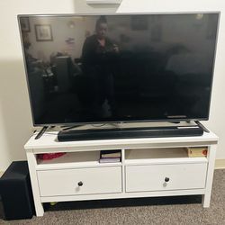 55' LG smart TV with soundbar/subwoofer & IKEA TV STAND 