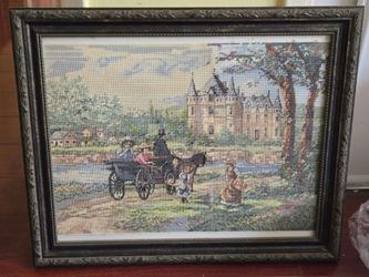 Pride and Prejudice-esque Cross Stitch Framed in Glass