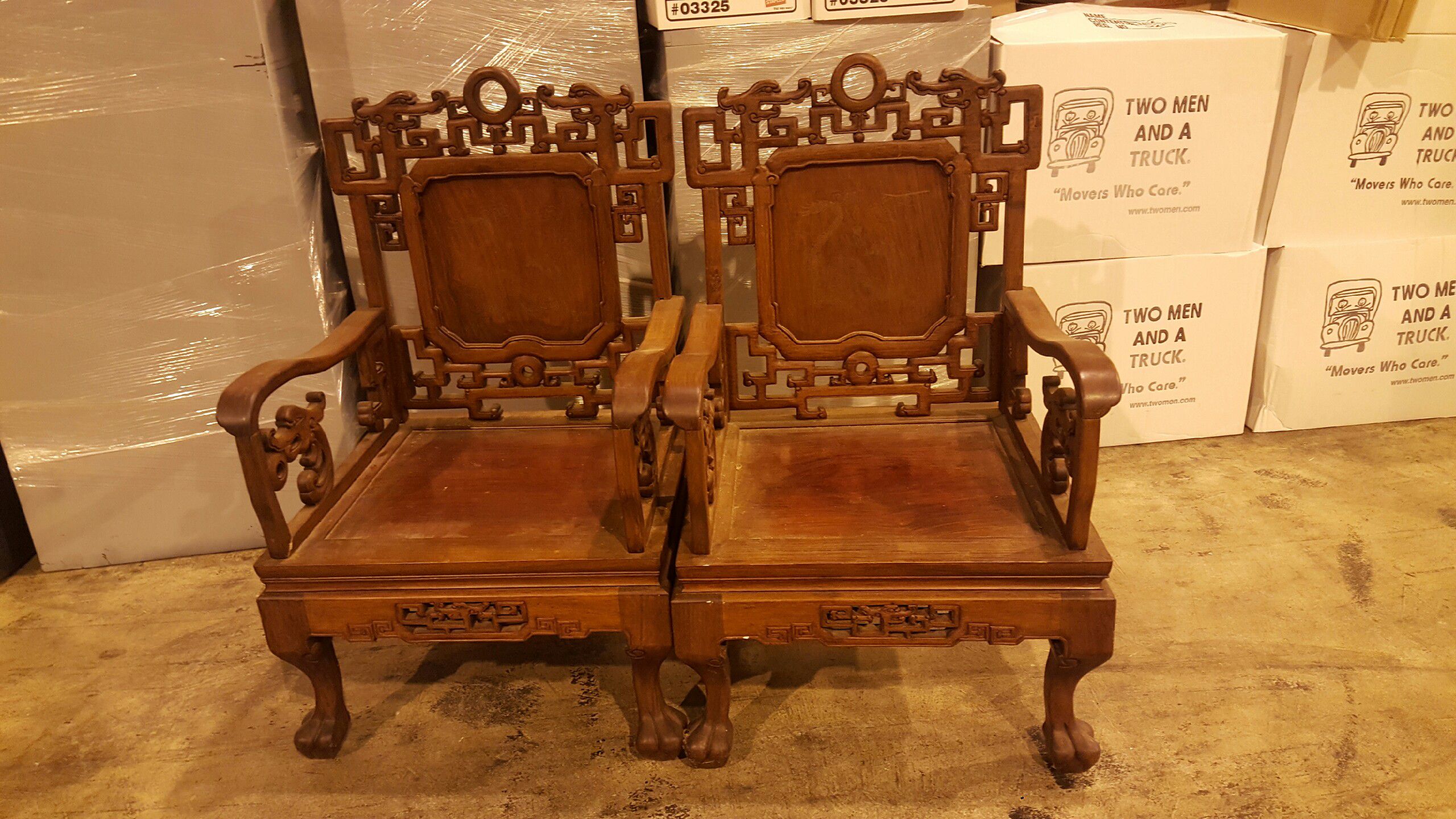 Two antique Chinese empire chairs