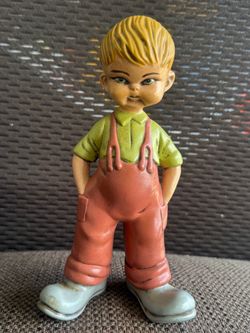 Vintage Boy Figurine in Overalls