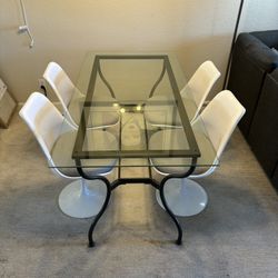 Glass table With 5 Chairs 