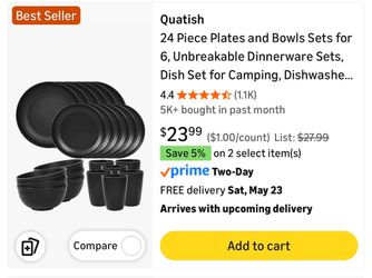 Quatish 24 Piece Plates and Bowls Set