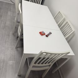 White Table With 6 Chairs