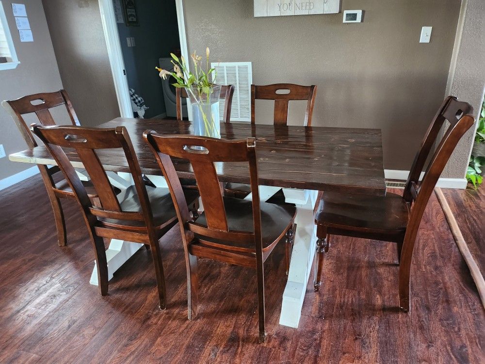 Rustic Dining Table With 6 Chairs