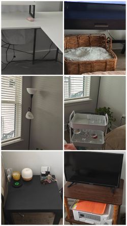 College bundle: lamp tv cart 2 desks side table