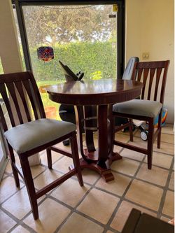 3-Piece Round Wood Pub Table Set with 2 Chairs