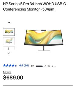 HP Series 5 Pro 34 inch Conferencing Monitor, Wall Mount, Ring Light & Keyboard