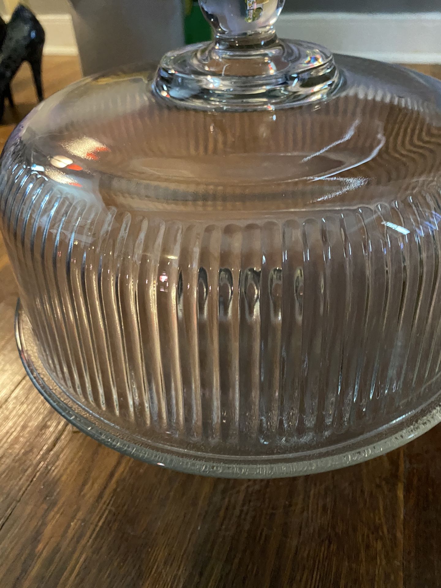 Anchor Hocking Rippled cake plate/punch bowl