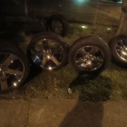 (2)20" 2017 Dodge Ram Hemi Factory  Chrome Rims With Tires ...(2) 24" DUB' Chrome Rims With Tires...(1) Used/new Spare Tire