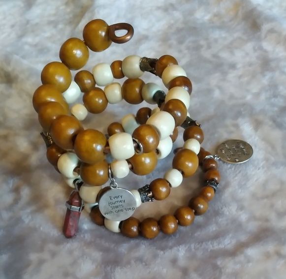 Jasper Crystal Pendant Beaded Charm Wrap Bracelet