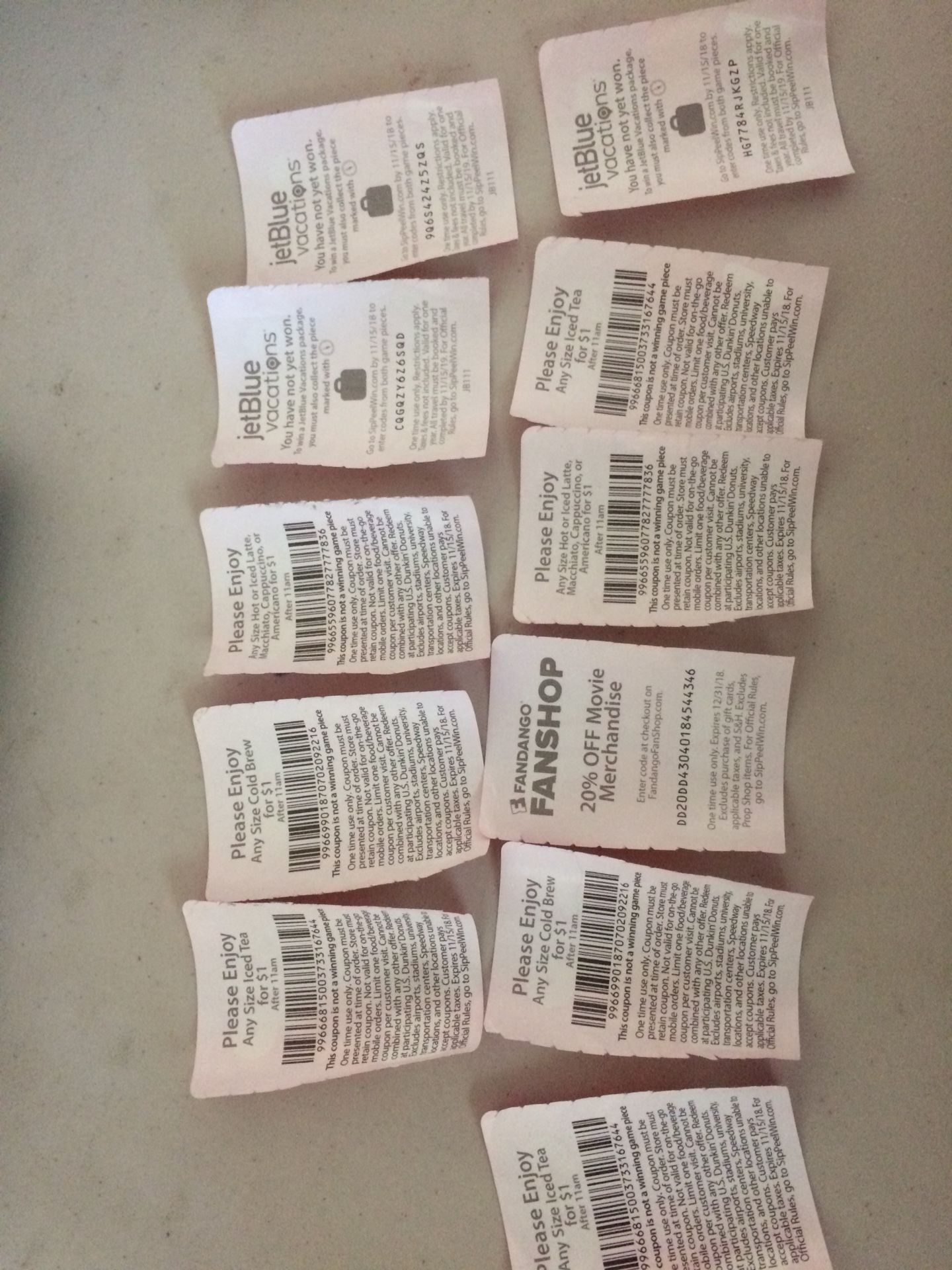 DUNKIN DONUTS PEEL AND WIN COUPONS