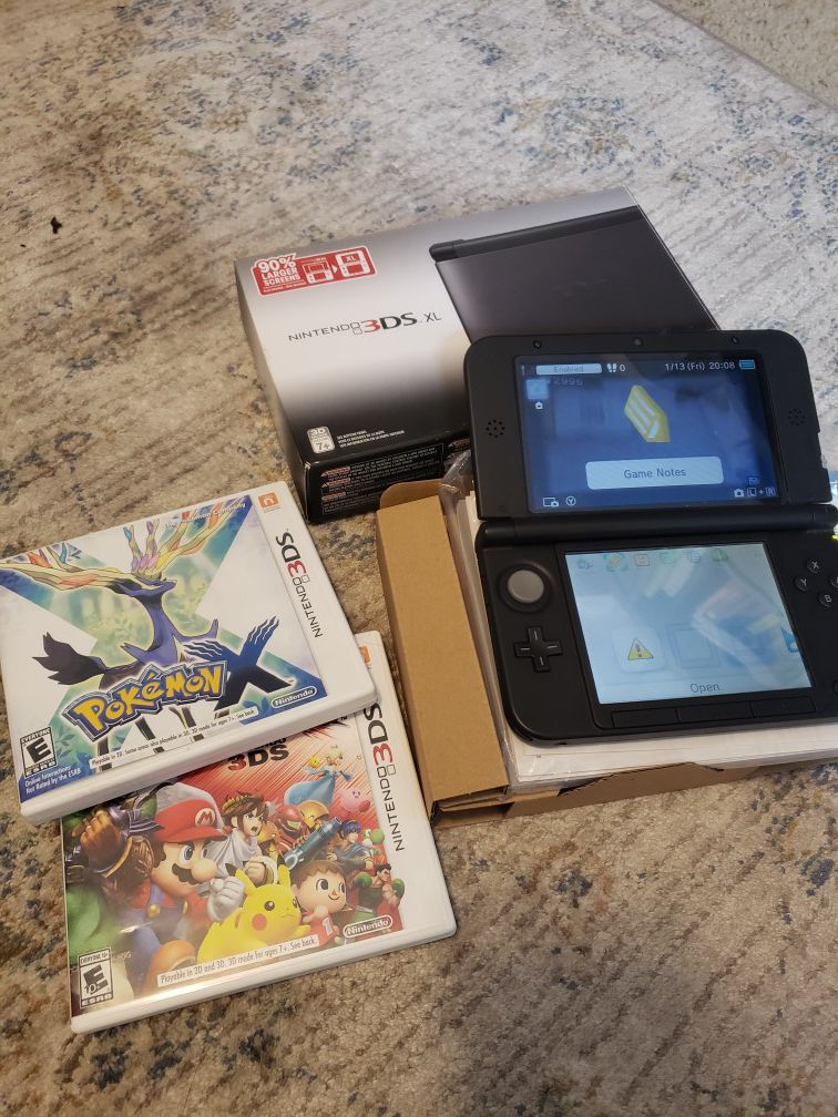 Nintendo XL 3DS Bundle - Console, Pokemon X, Super Smash Bros. Brother
