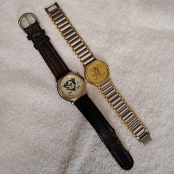 2 Old Anaheim Mighty Ducks Wristwatches - Beautiful Golden 