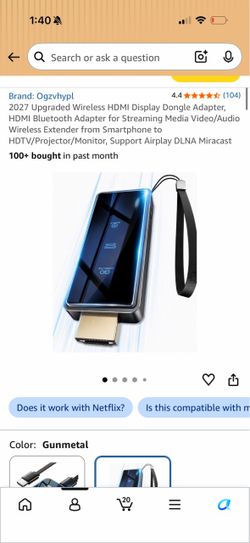 2027 Upgraded Wireless HDMI Display Dongle Adapter, HDMI Bluetooth Adapter for Streaming Media Video/Audio Wireless Extender from Smartphone to HDTV/P