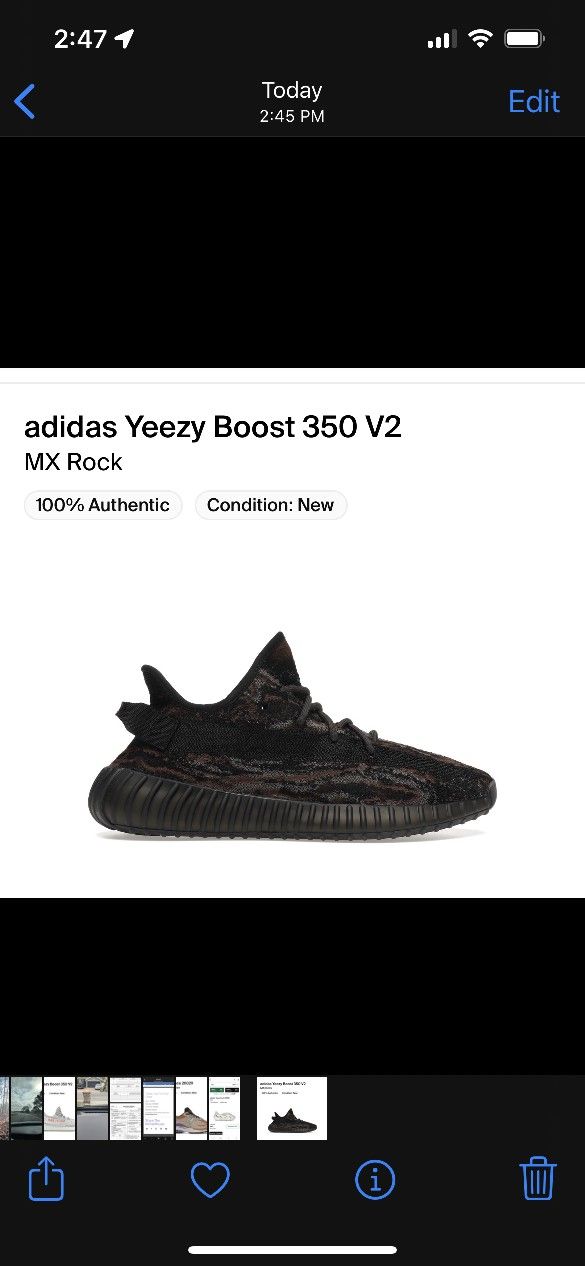 Yeezy Boost Mx Rock 350 V2 Size 6.5