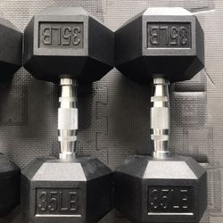 New Rubber Coated Hex Dumbbells 💪 (2x35Lbs) for $55 Firm on Price 