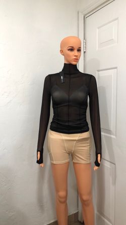 New!!Black Sheer Mesh Turtleneck Long Sleeve Top Sz. S