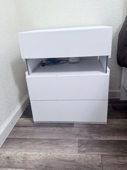 White Nightstand with 3 Drawers – $50