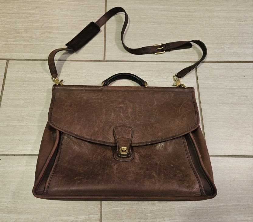 Coach Beckman 5266 Brown Leather Briefcase Shoulder Bag