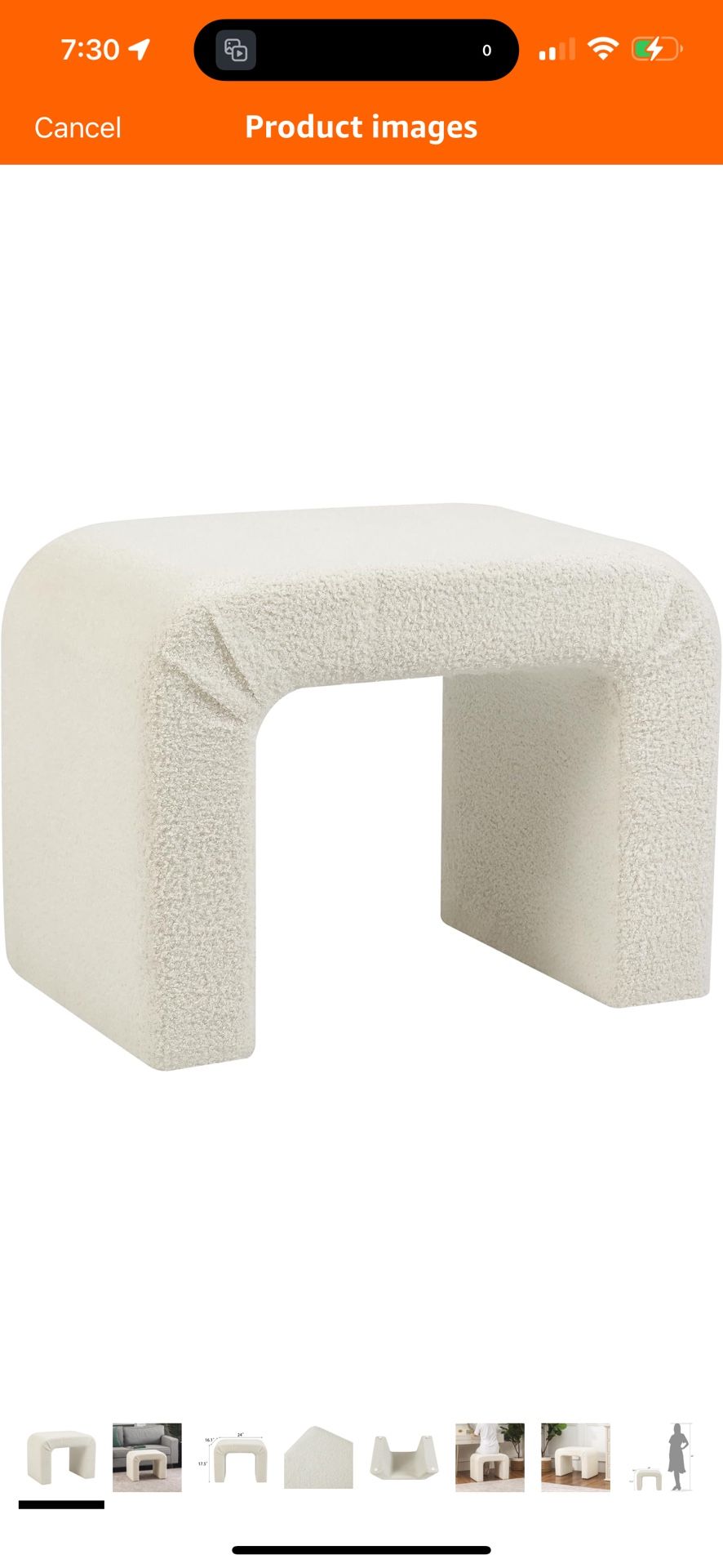 Modern Ottoman Footstool, Upholstered Small Vanity Foot Rest Stool, Velvet Vanity Stools, White Ottomans for Entryway, Living Room, Bedroom