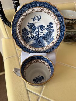 Blue Willow Porcelain Cup and Saucer Set