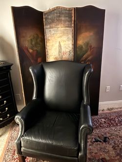 Ethan Allen black leather chair