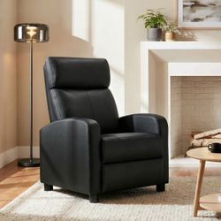 Adjustable Recliner Chair PU Leather Upholstered for Living Room, Black