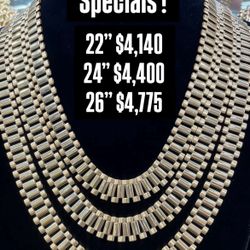 10K 14MM Rolex Chain  Yellow  Gold  