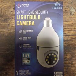 Power To Go 1080p WiFi Light Bulb Camera Panoramic 2-Way Audio
