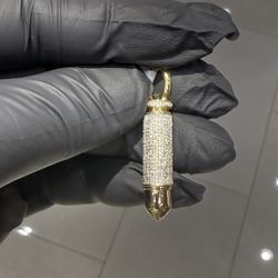 10k Gold Bullet With Natural Diamonds