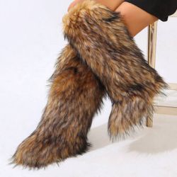 Faux Fur Knee-High Boots – Statement Winter Style