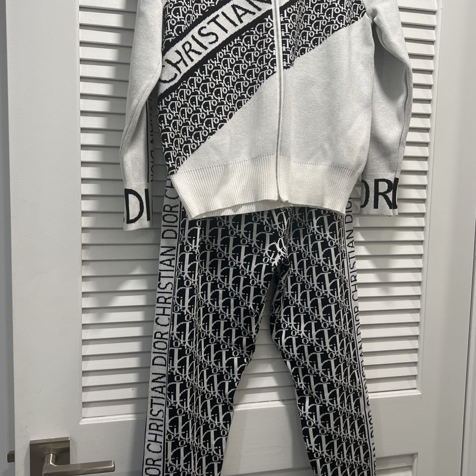 Christian Dior Knit Sweatsuit - Zip Up Sweater And Matching Pants