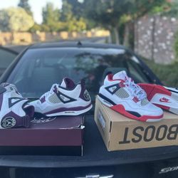 Paris Saint-Germain x Air Jordan 4 Retro 'Bordeaux' & Retro Jordan 4 Fire Red (Size 12)