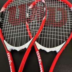 2x Wilson Federer Adult Recreational Tennis Racket – Grip Size 3 (4 3/8") – Red