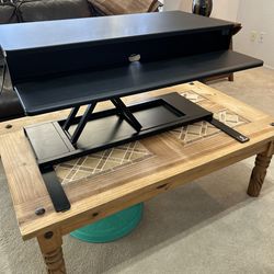 Dual Monitor Sit Stand Desk Riser