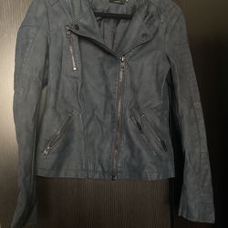 ONLY Dark Blue Leather Jacket