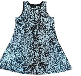 Anne Klein Floral Sleeveless Dress size 16 Black / White Stretch A-Line Flare