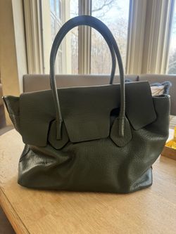 Hunter Green Italian Genuine Leather Tote Bag