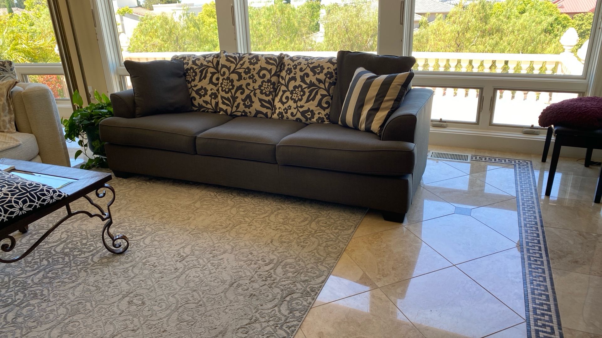 Beautiful Modern 98” Dark Grey Sofa