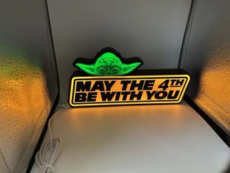 Yoda May the 4th Illuminated Display | High-Detail 3D Printed LED Lightbox